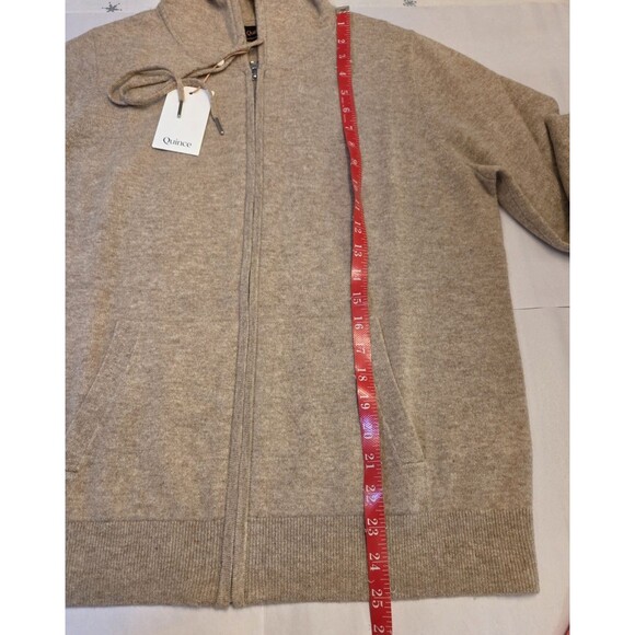 Quince 100% Mongolian Cashmere Full Zip Hoodie Sweater Womens Large NWT Oatmeal - Picture 9 of 13